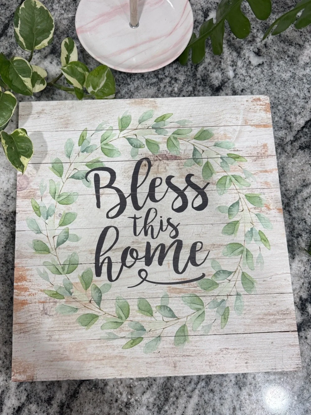 Home Decor Lot: Bless This Home Wall Sign, Necklace Stand, & Jewelry Stand
